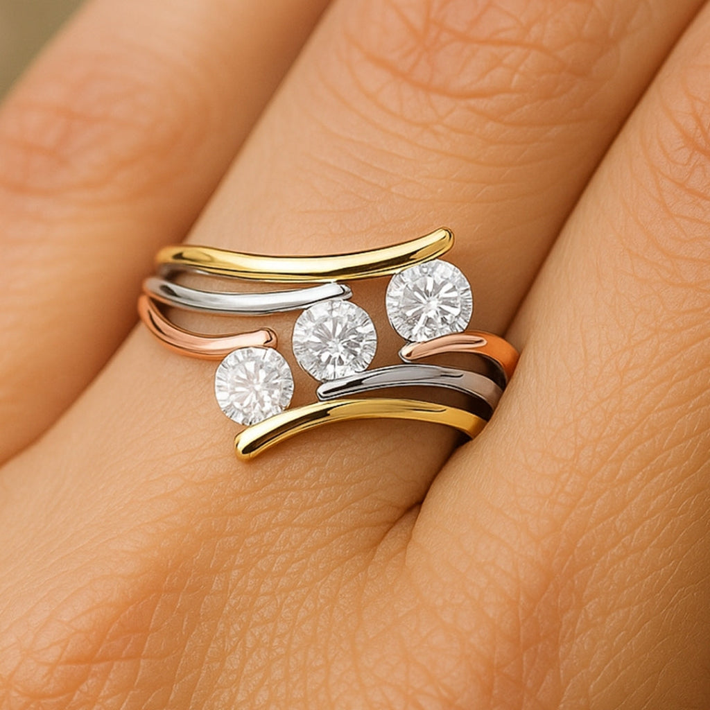 Three-Tone Zirconia Orbit Ring