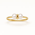 Fine Double Pearl Gold-Tone Ring