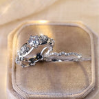 Zilverkleurige ringenset met kristal, solitair en eternitybanden