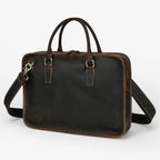Dark Brown Leather Laptop Bag with Shoulder Strap