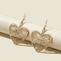Flower Design Heart Charm Drop Earrings