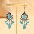 Bohemian Turquoise and Clear Drop Earrings