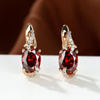 Round and Oval-Cut Stone Drop Earrings
