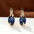 Midnight-Blue Marquise Stone Drop Earrings in Gold Tone