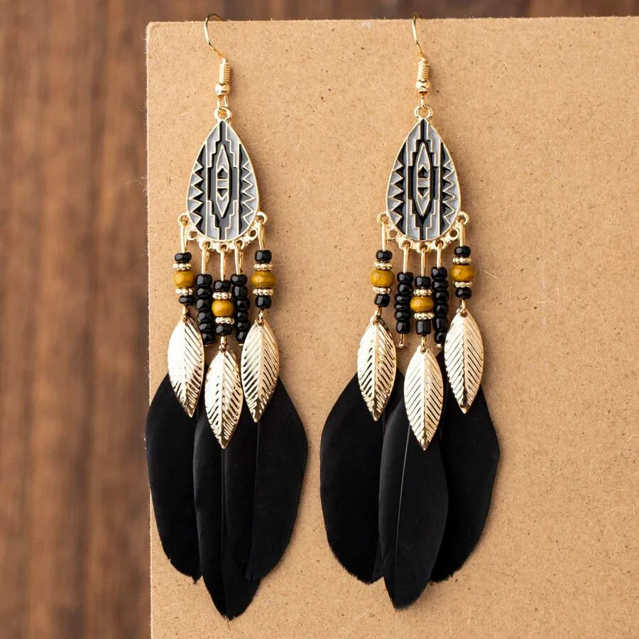 Bohemian Retro Feather Earrings