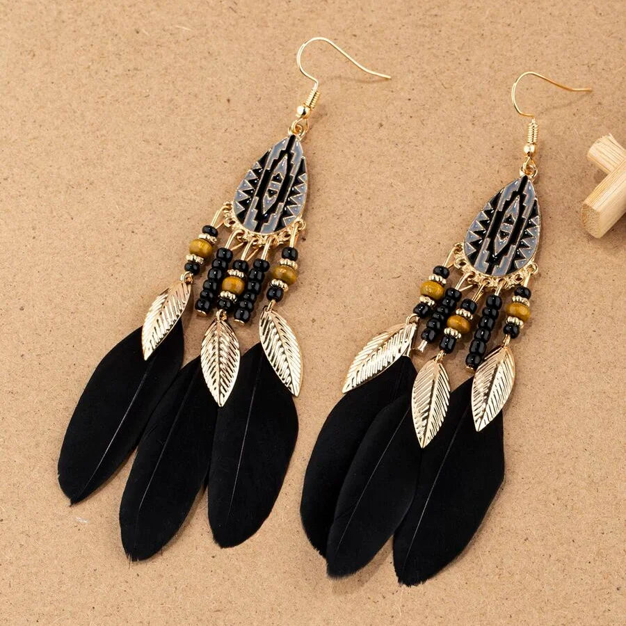 Bohemian Retro Feather Earrings