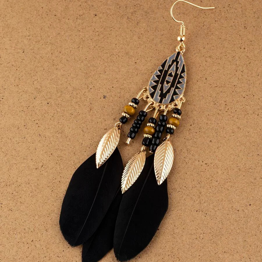 Bohemian Retro Feather Earrings