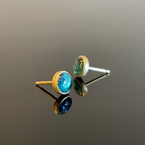Vintage-Style Blue-Green Tourmaline-Look Stud Earrings