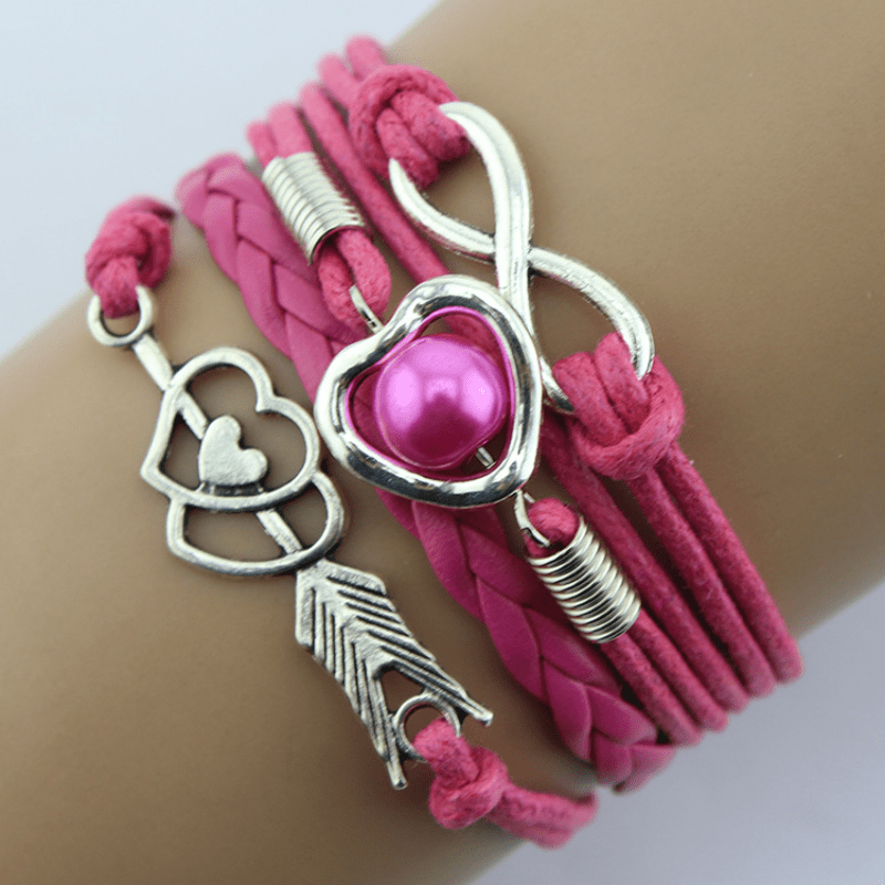 Retro Cupid's Bow Heart Multi-Layer Rope Bracelet