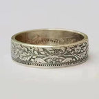 Vintage-Style Silver-Plated Snowflake and Coin Pattern Ring