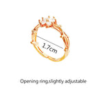 Adjustable Zirconia Flower and Leaf Open Ring