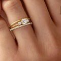 Layered Gold-Tone Ring with Crystal Accent