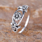 Vintage-Style Bohemian Silver-Plated Flower Ring