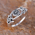 Vintage-Style Bohemian Silver-Plated Flower Ring