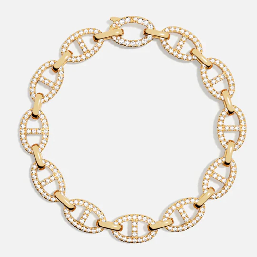 Pavé Mariner Link Bracelet in Gold Tone