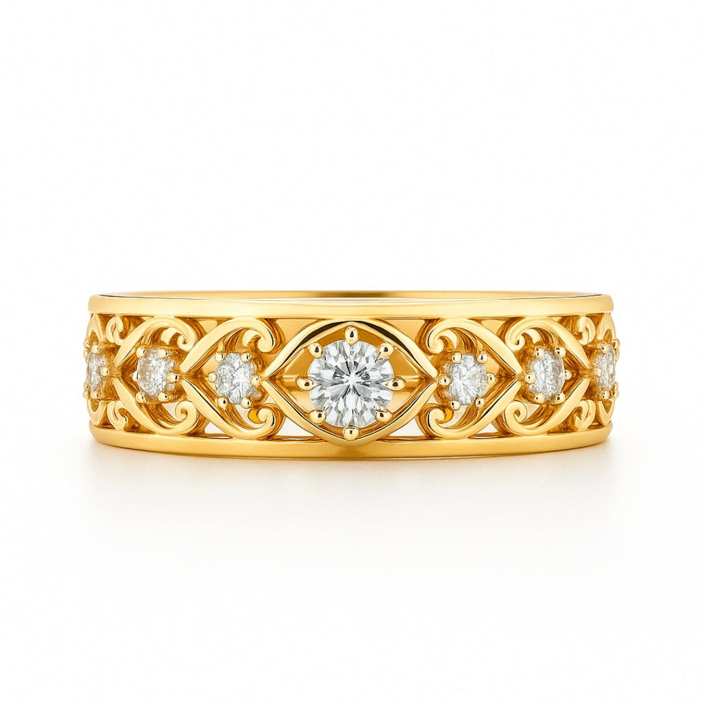 Hollow Zirconia Fine Gold-Tone Ring
