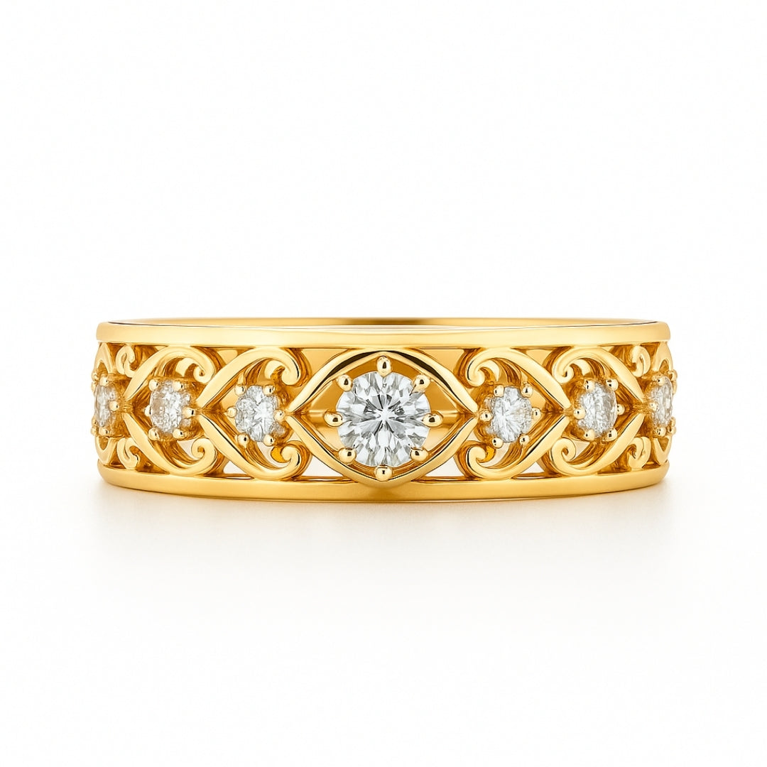 Hollow Zirconia Fine Gold-Tone Ring