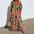 Button-Front Long Sleeve Shirt Maxi Dress