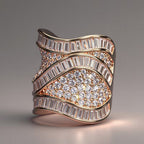 Crossed Baguette Pavé Ring