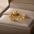 Adjustable Zirconia Blossom Gold-Tone Ring