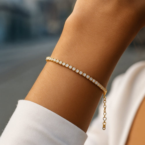 Adjustable Gold-Tone Crystal Bracelet