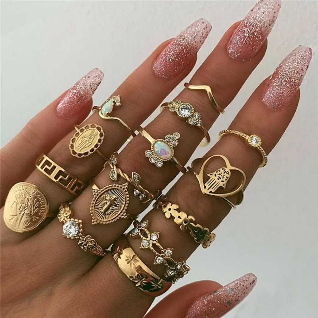 Adjustable Boho Ring Pack of 8 to 12 Stacking Rings