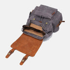 Retro Canvas and Genuine Leather Laptop Backpack