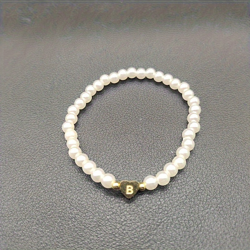 Armband met hart en initiaal van A tot Z