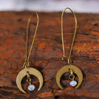 Vintage Bohemian Distressed Moon Dangle Earrings