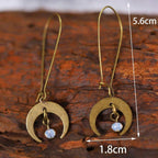 Vintage Bohemian Distressed Moon Dangle Earrings