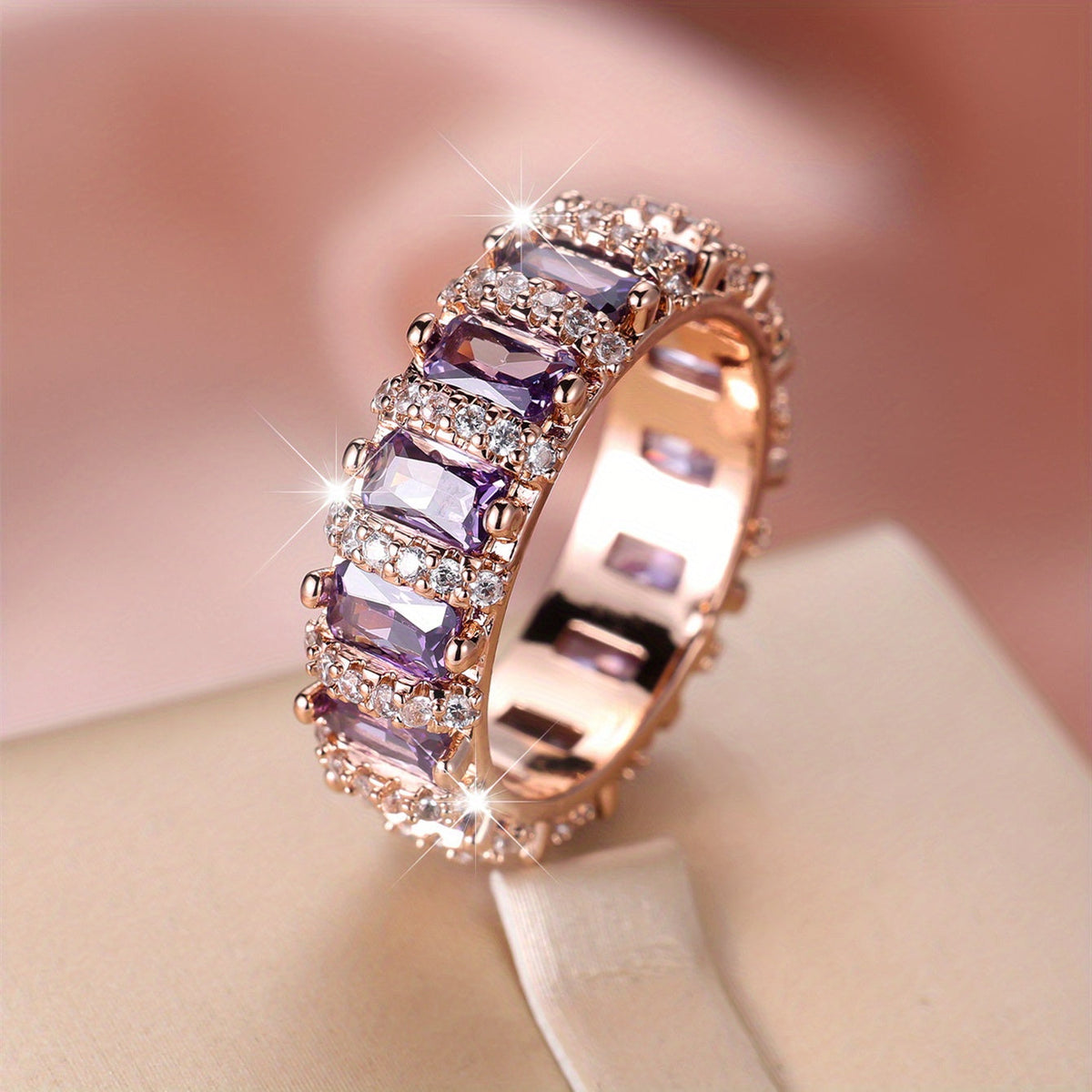 Vintage-Style Palace Full-Circle Purple Zirconia Ring