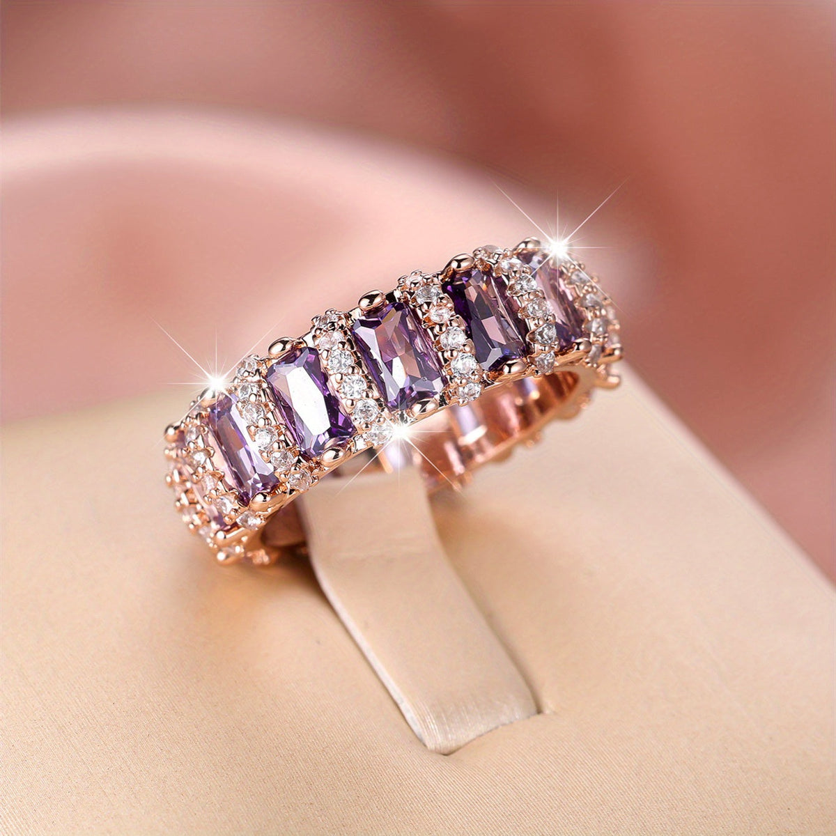 Vintage-Style Palace Full-Circle Purple Zirconia Ring