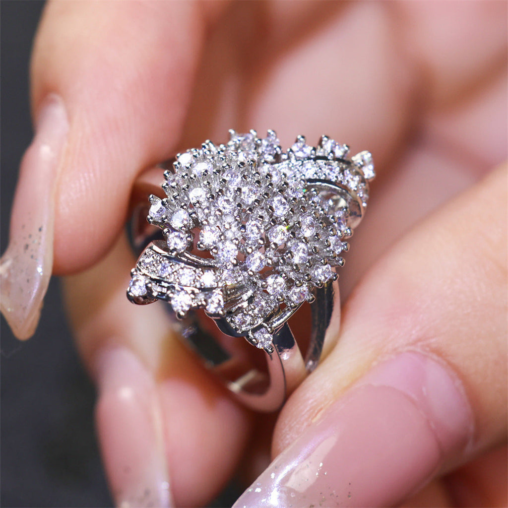 Sparkling Floral Zirconia Diamond-Look Ring
