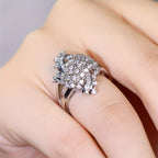 Sparkling Floral Zirconia Diamond-Look Ring