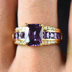 Vintage Rectangular Purple Zirconia Ring