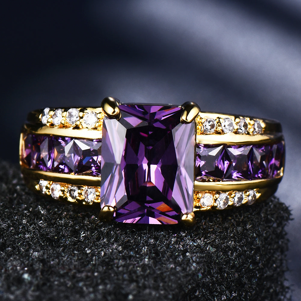 Vintage Rectangular Purple Zirconia Ring
