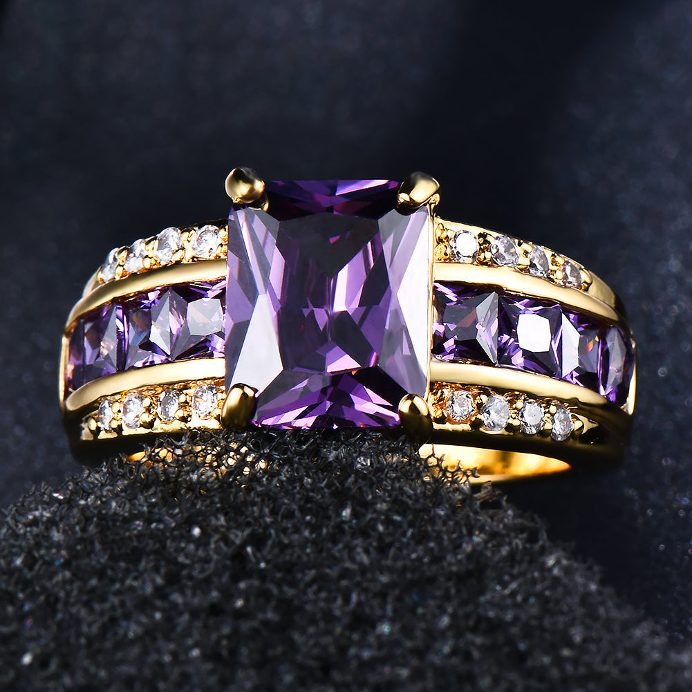 Vintage Rectangular Purple Zirconia Ring