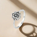 Vintage Silver-Tone Lotus Flower Ring