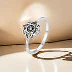 Vintage Silver-Tone Lotus Flower Ring