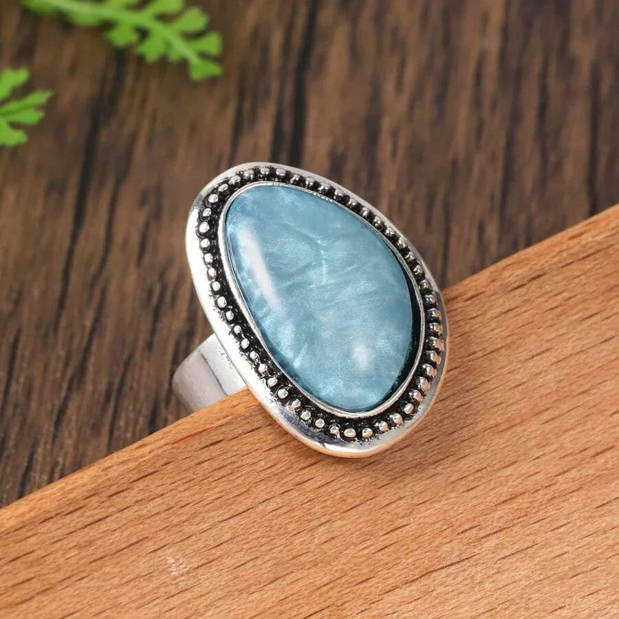 Adjustable Vintage-Style Elastic Geometric Enamel Ring