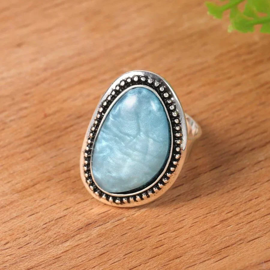 Adjustable Vintage-Style Elastic Geometric Enamel Ring