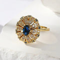 Gold-Plated Sunflower Blue Zirconia Inlaid Ring