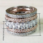 Wide Band Shiny Zirconia Two-Tone Ring