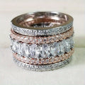 Wide Band Shiny Zirconia Two-Tone Ring