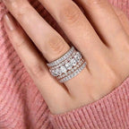 Wide Band Shiny Zirconia Two-Tone Ring