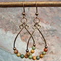 Bohemian Copper-Tone Teardrop Hoop Earrings with Beads
