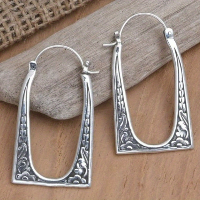 Vintage Boho U-Shape Floral Earrings