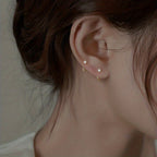 C-Shaped Inlaid Zirconia Minimalist Earrings