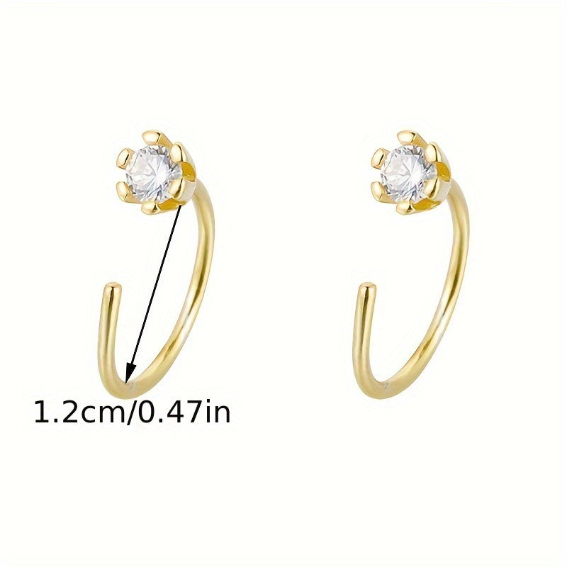 C-Shaped Inlaid Zirconia Minimalist Earrings