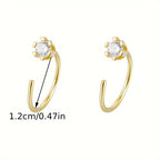C-Shaped Inlaid Zirconia Minimalist Earrings